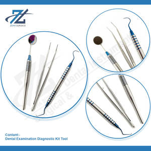 Kit de diagnóstico de examen dental, juego de herramientas dentales de acero inoxidable de 3 piezas con pinzas de sonda de espejo, Manual certificado CE - Product Image 4