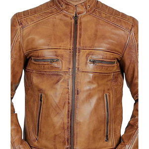Venta caliente 2025 producto mejor invierno de los hombres Slim Fit chaquetas de cuero personalizado hombres cremallera chaqueta de cuero fabricante OEM - Product Image 3