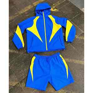 Veste coupe-vent personnalisée 2 pièces pour homme, coupe slim, poids lourd, avec capuche, taille élastique, polyester, longueur intégrale, respirante, pour la maternité, 2025 - Product Image 5