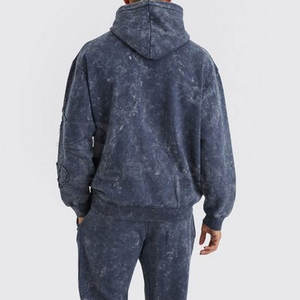 Chándal de lavado ácido personalizado para hombre, ropa informal transpirable de manga larga para invierno, venta al por mayor, chándal de lavado ácido con patrón sólido - Product Image 4