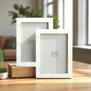 Cadre photo élégant en os blanc incrusté, 2 mm d'épaisseur, pour cadre photo décoratif personnalisable fait à la main pour le salon, la chambre à coucher - Product Image 1