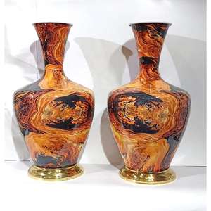 Floreros de esmalte decorativos Artesanías Estilo moderno Macetas de flores de lujo Precio al por mayor Florero de exhibición de piso de metal Juego de 2 - Product Image 6