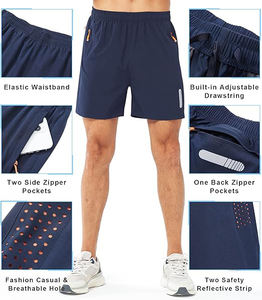 Short de tennis personnalisé pour hommes Taille moyenne élastique Décontracté Coupe ample Respirant 100% Polyester Solide - Product Image 3