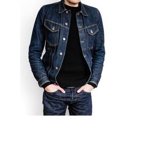 Nouveau design, veste en jean décontractée de couleur bleue claire à la mode pour hommes, veste en jean directement fabriquée en usine - Product Image 4