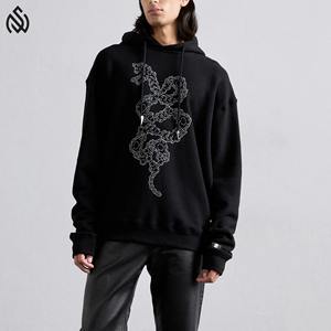 Sudadera con capucha de alta calidad personalizada para hombre con diseño de diamantes de imitación doble jersey de peso pesado con capucha 100% algodón sudaderas con capucha de diseño de diamantes de imitación - Product Image 2