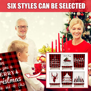 Juego de 6 fundas para sillas de Navidad a cuadros de búfalo negro y rojo, funda trasera de lino para árbol de Navidad para mesa de comedor, uso de silla de boda - Product Image 4