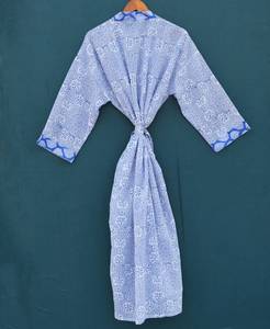 เสื้อแจ็กเก็ตสตรีแฟชั่นสไตล์โบฮีเมียน,แขนยาวพิมพ์ลายสีฟ้า - Product Image 3