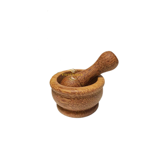 Mortero y pilón de madera de coco premium para triturar ajo, pimienta y hierbas - Product Image 4