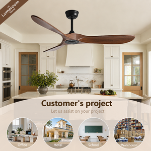 Ventilador de Techo de Madera Sólida de 42 Pulgadas Sin Luz, con Diseño de 3 Aspas, Control Remoto, Motor DC Silencioso para Dormitorio - Product Image 3