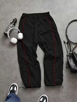 Hochwertige Herren Maßgeschneiderte Weite Weiße Fallschirmhose Schwarzes Kontraststreifen-Design Streetwear-Hose mit Kordelzug