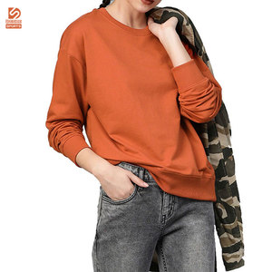 เสื้อสเวตเชิ้ตผู้หญิงแบบสั่งทำพิเศษสำหรับฤดูหนาว ผ้าแคนวาสคอตตอน 100% โลโก้ด้านหน้า สีพื้นเรียบง่าย คอกลม สวมใส่สบาย สีและขนาดตามสั่ง - Product Image 5