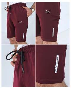 กางเกงขาสั้นรัดรูปแห้งเร็วสำหรับวิ่งกลางแจ้งกางเกงออกกำลังกายสำหรับผู้ชายสีแดงเข้ม - Product Image 3