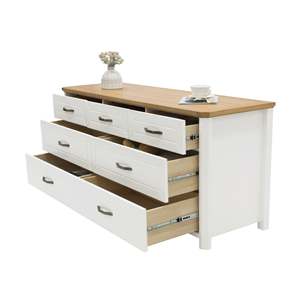 Commode de chambre moderne à 7 tiroirs, grande commode de rangement en bois, unité de rangement large et minimaliste - Product Image 6