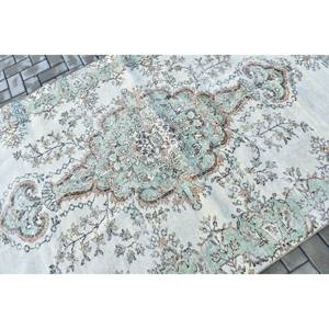 Alfombra vintage grande de 5.1x8.5 pies, alfombra turca de lana con lunares azules - Product Image 5