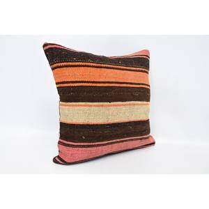 Brown Wool Kilim Patchwork <b>Bolster</b> <b>Pillow</b> 16x16 Inch Vintage Floral Print Woven Non-Slip Eco-Friendly Decorative <b>Pillow</b> - Product Image 3