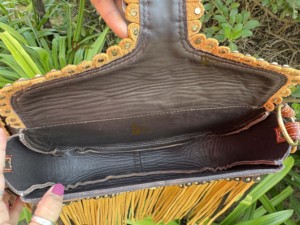 Nouveau sac à main en cuir véritable avec franges faites à la main par un designer, outillage de sculpture artisanal, couleur jaune, sac bandoulière, sacs élégants de style western - Product Image 6