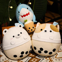 Peluche en forme d'animal de dessin animé au lait de boba moelleux et doux pour les promotions