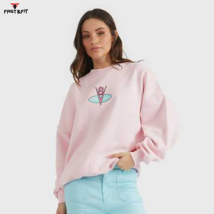 Sudadera con hombros caídos y diseño de impresión profesional para mujer, sudadera con logotipo personalizado de Color sólido para mujer - Product Image 3