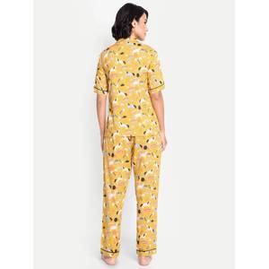 Femmes élégant Floral noël cocotier motif été à manches courtes pyjama ensemble tissé nuit costume pour vacances salon porter - Product Image 2