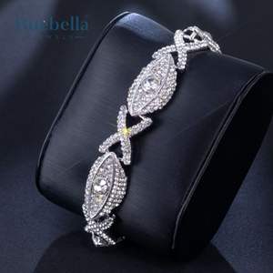 Venta caliente 15mm Baguette Cut Cross Infinity Link Pulsera para hombres 14K Oro blanco 925 Plata para fiestas y regalos - Product Image 3