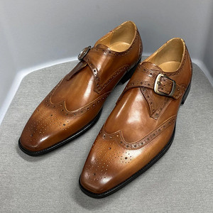 Scarpe di cuoio con cinturino monaco di alta qualità intagliato in vacchetta da uomo - Product Image 4