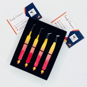 Pince à épiler professionnelle en acier inoxydable pour extensions de cils, pointe en fibre, design incurvé, boîte pour cils volumineux, marque privée - Product Image 6