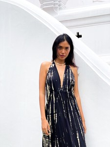 Vestido largo bohemio con espalda descubierta para verano, ropa informal elegante para playa, color negro, 2023 - Product Image 6