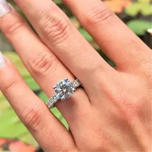 Bague de fiançailles en moissanite TISHYA DIAMOND 4CT, argent sterling, style vintage, sertie à griffes, pour mariage, anniversaire, cadeau de fête - Product Image 4