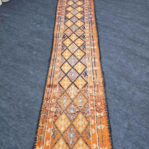 Moderno hecho a mano antideslizante lana/seda patrón geométrico naranja Oriental corredor alfombra para pasillo escalera alfombra - Product Image 1