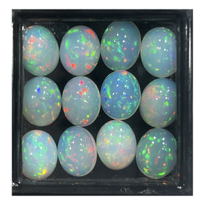 Cabujón de ópalo etíope blanco natural AAA al por mayor, piedra preciosa ovalada calibrada de 9x11mm llamativa para joyería - Product Image 1
