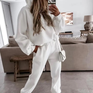 Venta al por mayor 2 piezas menta lujo Atlético fitness tamaño libre manga larga sudadera algodón Premium mujeres chándal - Product Image 4