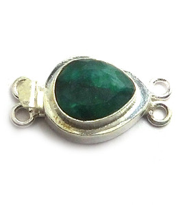Prem Bhaya 18K chapado en oro plata esterlina 925 1-3 hebras Esmeralda caja de piedras preciosas cierre 23X12X10MM joyería que hace la B750-Emerald - Product Image 2
