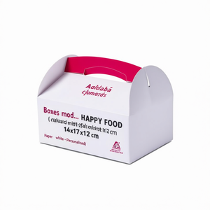 Cajas mod. HAPPY FOOD en cartón con asa 14x17x12 cm blanco - Personalizado - Product Image 3