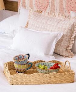 Bandeja Rectangular Grande de Ratán Natural con Diseño Vieira para Servir Desayuno EN LA Cama y Bebidas Aperitivos Más Vendido - Product Image 2