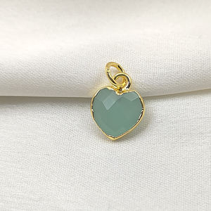 Vente en gros 10mm Aqua calcédoine en forme de coeur Bijoux en argent sterling plaqué DIY fabrication de bijoux pendentif à breloque Fournisseur en gros - Product Image 3