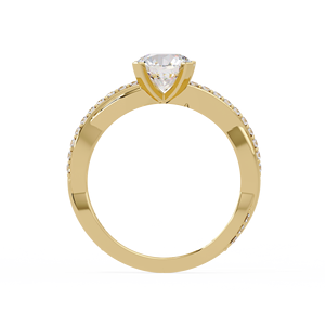 Anillo de Compromiso Solitario con Diamante Cultivado en Laboratorio de 1.0ct, Oro Amarillo de 14K, Diseño Redondo Trenzado, Regalo de Aniversario, Proveedor de Joyería al por Mayor Personalizada - Product Image 5