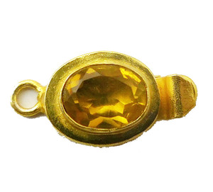 Forme Ovale Citrine Gemme 1 Brin Et 2 Brin Boîte Fermoir 18K Plaqué Or 23X11X10MM Fabrication De Bijoux Boîte Fermoir B618 - Product Image 2