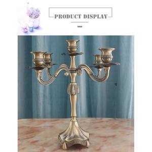 Candelabro de Metal Retro de oro alto, candelabro de centro de mesa de boda, candelita - Product Image 4