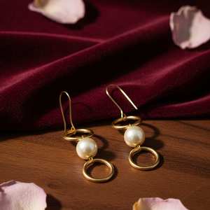 Stylish Gold Plated <b>Earrings</b> with Pearl Beads Elegant Design for Women Suitable for Parties Weddings and Daily Use - Product Image 4