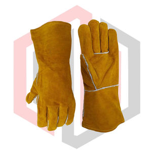 Gants de soudage résistants à la chaleur/au feu, en cuir antistatique, 14 pouces, texture lisse, poignet en tricot, résistant aux déchirures, 11 oz d'épaisseur - Product Image 4