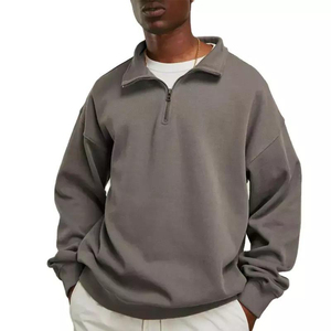 Fait sur mesure 100% coton 400 GSM hommes demi-fermeture éclair sweat automne hiver grande taille pull décontracté Streetwear sweat à capuche surdimensionné - Product Image 6