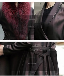 Real Leather <b>Jacket</b> Winter <b>Jacket</b> Women Real Fox Fur Collar <b>Sheepskin</b> Coat Female Streetwear Long Windbreaker HIGH QUALITY - Product Image 4