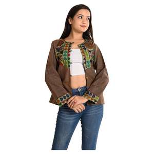 Chaqueta vaquera bordada de estilo Vintage a la moda para mujer, chaqueta bordada para fiesta de trabajo para otoño y primavera - Product Image 2
