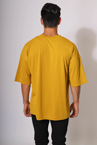 Camiseta a cuadros con hombros caídos de ajuste Regular de alta calidad para hombre, 100% algodón, tela de punto lavada en blanco, logotipo personalizado - Product Image 3