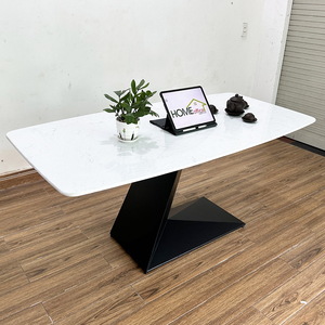 BA68120 Rectangular <b>Dining</b> <b>Table</b> 140/160x80 Stone Top and Iron Legs Assembled Expandable and Extendable for Home Bar Use - Product Image 5