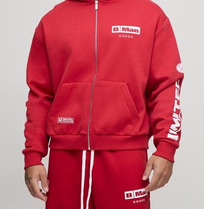 High Quality 100% Cotton <b>Red</b> Wholesale Men's <b>Hoodies</b> Set Custom Logo Printing Tracksuits For Unisex 2025 - Product Image 5