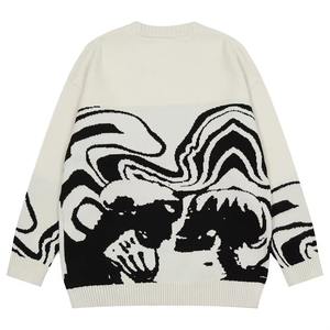 Jersey de algodón de punto Jacquard transpirable para otoño patrón personalizado suéter de cuello redondo OEM con logotipo personalizado para hombre - Product Image 2