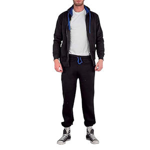 Conjunto de chándal negro/azul transpirable de alta calidad para hombre, jersey de dos piezas de lana, Sudadera con capucha y pantalones de chándal, nuevo estilo - Product Image 4