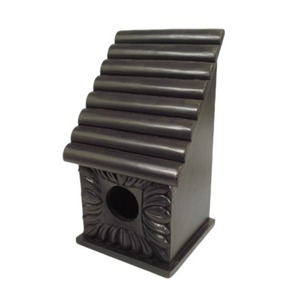 Casa de pájaros de madera marrón con diseño de cabaña de techo de metal, aspecto moderno hecho a mano para jardín exterior, balcón, casa de pájaros de madera decorativa - Product Image 2