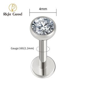 Khuyên tai kiểu dáng hiện đại đơn giản Cz F136, kiểu viền, chất liệu titan, mặt sau phẳng, kiểu labret, ren trong 1.2mm - Product Image 5